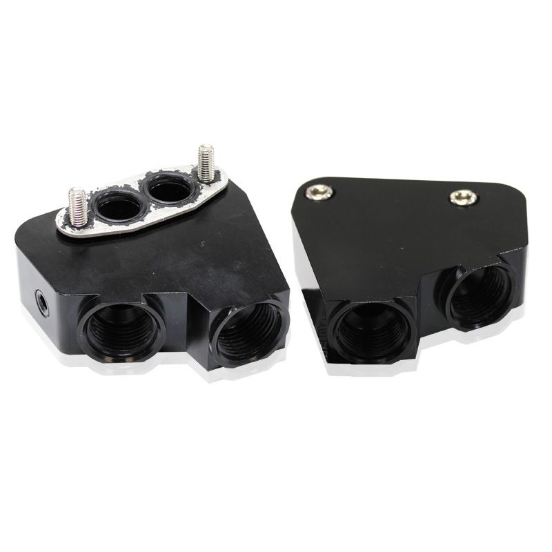 Billet Oil Cooler Adapter Suit Holden/Chevy LS engine -10 ORB ports AF64-2084BLK