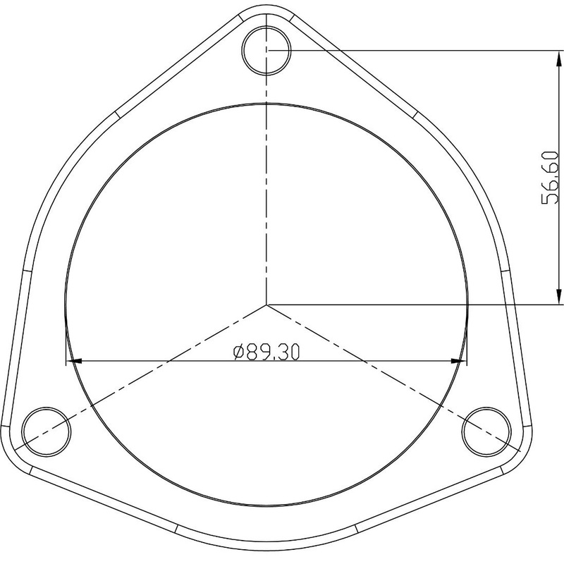 3-Bolt Stainless Steel Flange 3-1/2 (89mm) I.D x 3/8 (9.52mm) Thick