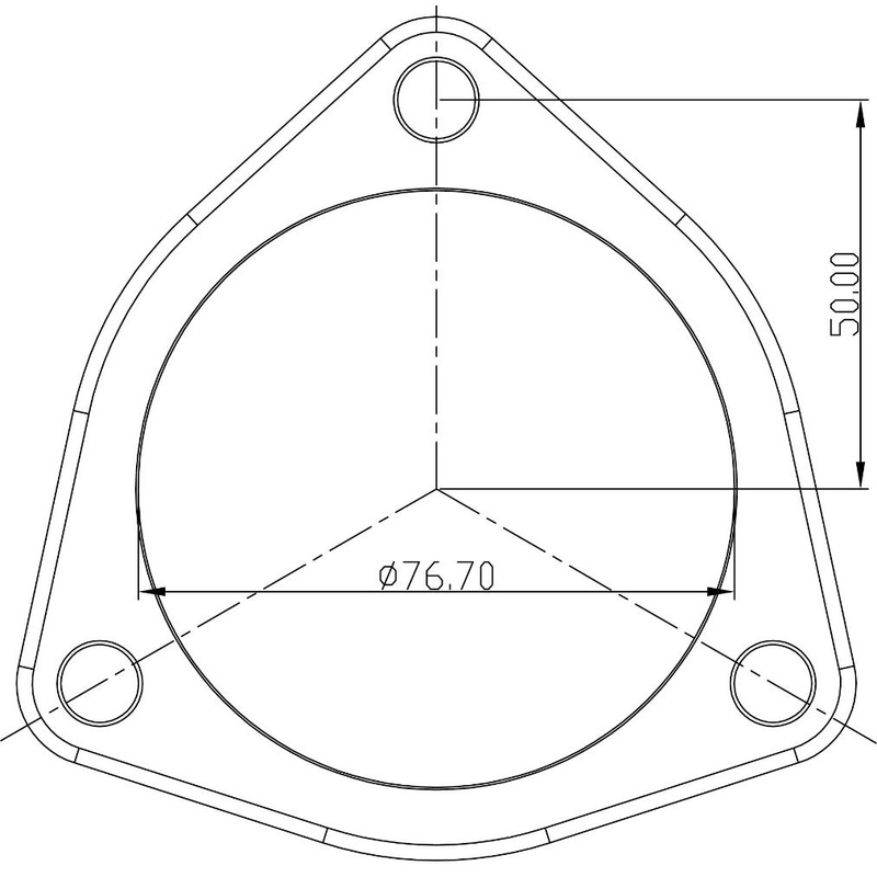 3-Bolt Stainless Steel Flange 3 (76.2mm) I.D x 3/8 (9.52mm) Thick AF9551-0012