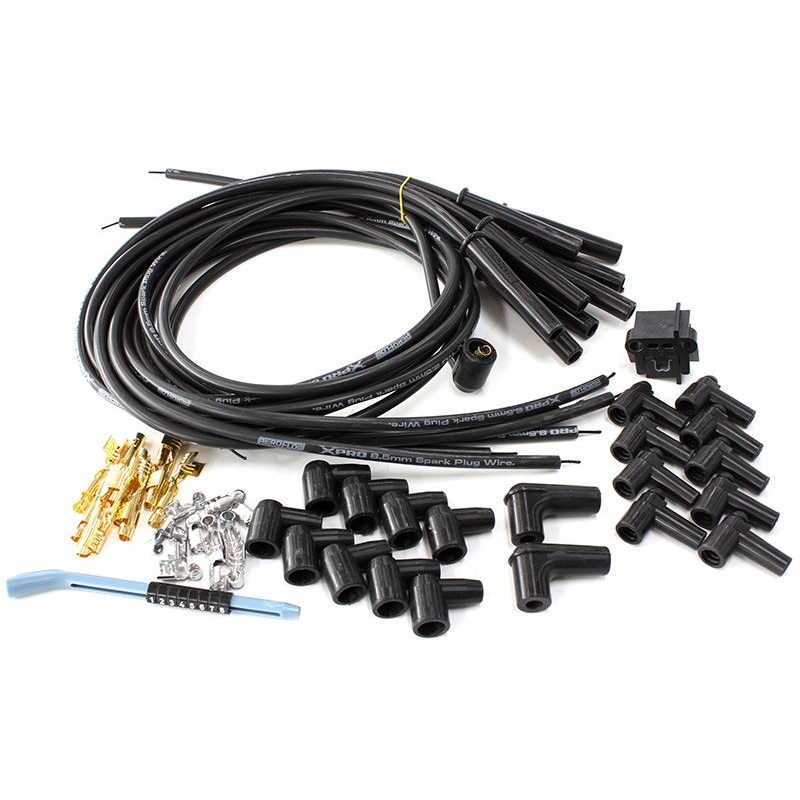 Xpro Universal 8.5mm V8 Ignition Lead Set with Multi-angle Boots, Black Suit Standard & HEI Caps