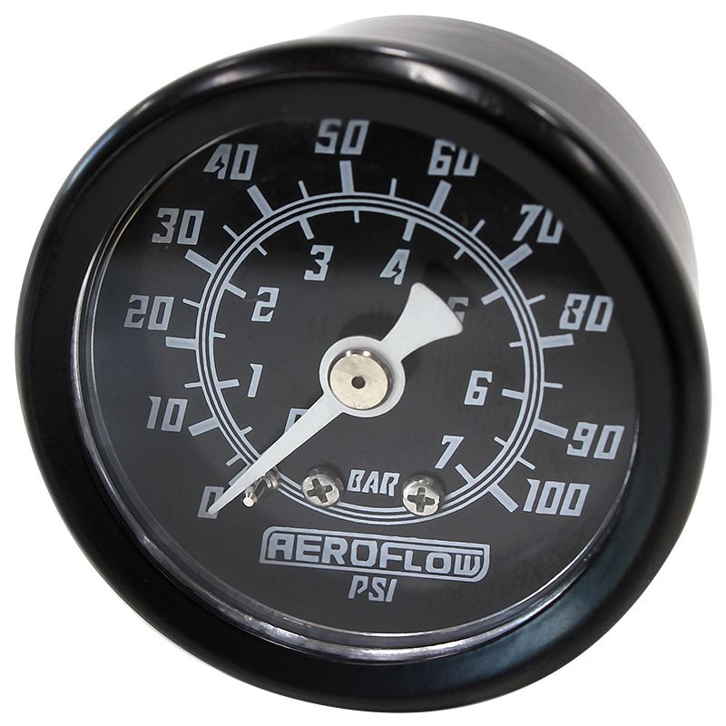 1-1/2 100 psi Pressure Gauge Black Face, White Pointer, 1/8 NPT Male Thread