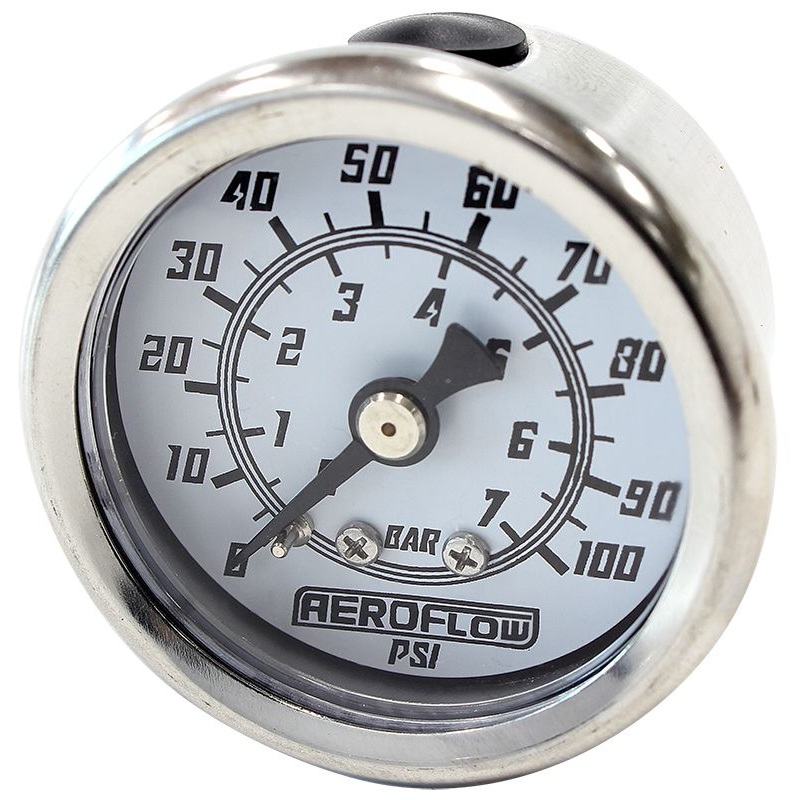 1-1/2 100 psi Pressure Gauge White Face, Black Pointer, 1/8 NPT Male Thread