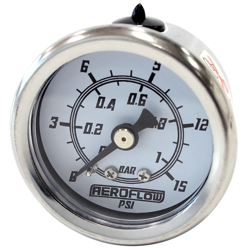 1-1/2 15 psi Pressure Gauge White Face, Black Pointer, 1/8 NPT Male Thread