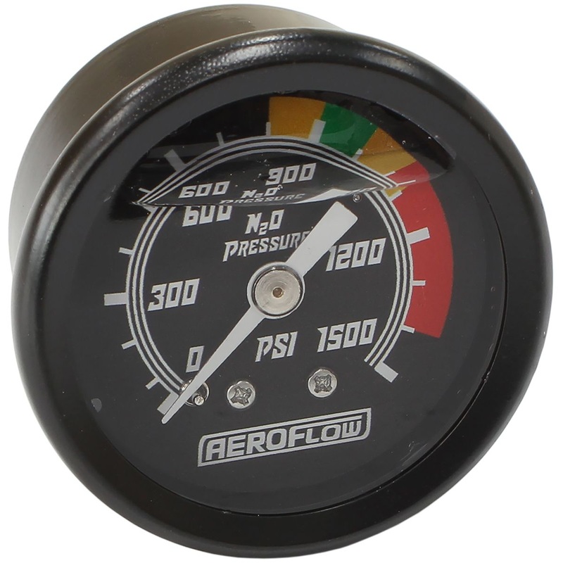 1-1/2 Nitrous Pressure Gauge 0-1500 psi, Black Face / White Pointer