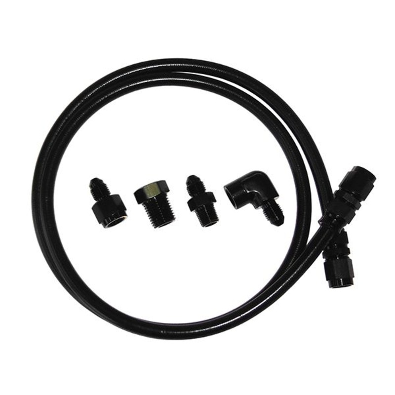 Black Nylon Outer Stainless Steel Braided Line Gauge Kit -3AN  4ft Hose Length with