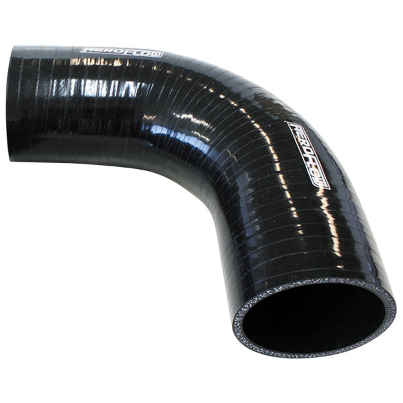 Gloss Black 90 Silicone Elbow Hose AF9203 3-Ply, 4.5mm Wall Thickness, 145mm Leg