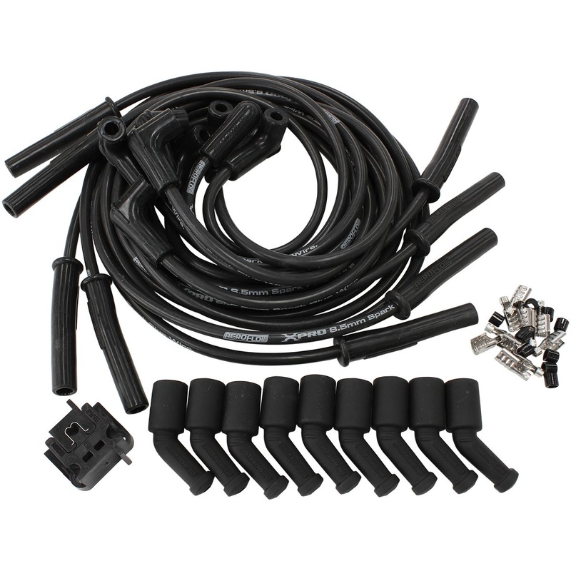 Xpro Universal 8.5mm V8 Ignition Lead Set with 180 Spark Plug Boots – BlackSuit GM LS Series Engines With Coil Relocation