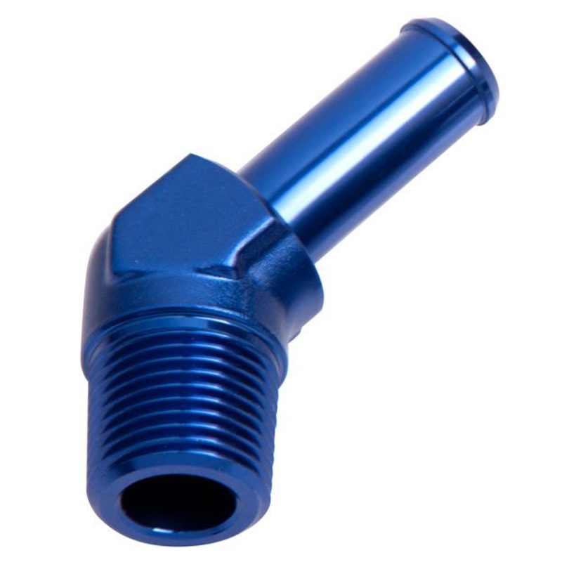 Aeroflow Male NPT to Barb 45 Degree Adapter 1/4 to 5/16 (AF845-04-05)