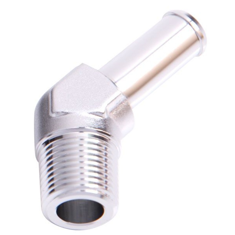 Aeroflow Male NPT to Barb 45 Degree Adapter 1/4 to 5/16 (AF845-04-05S)