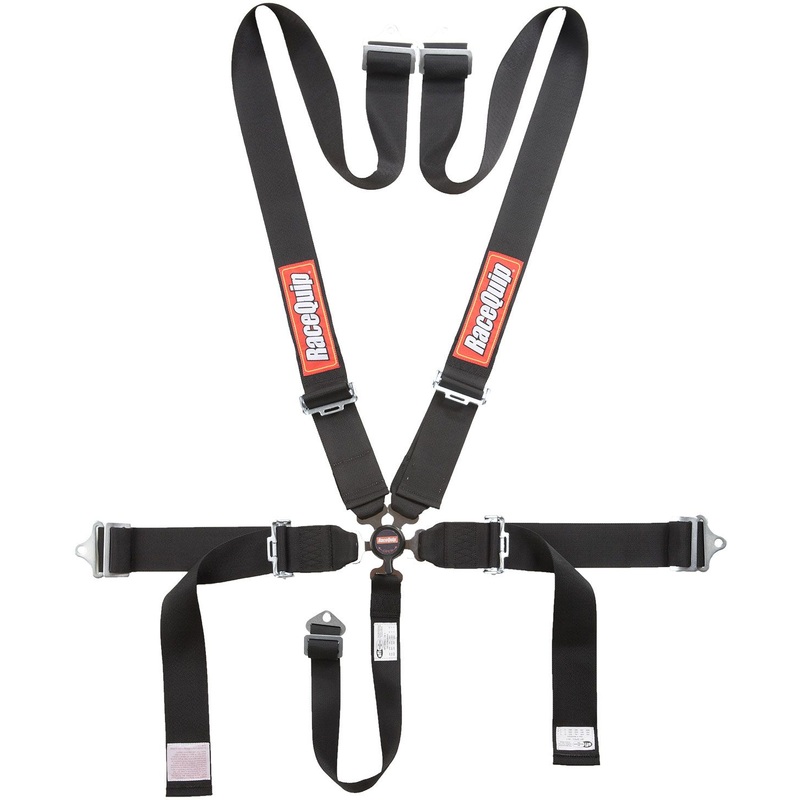 Racequip 5-Point Camlock Racing Harness, 3 Wide Pull Down, Black (RQ741001RQP)