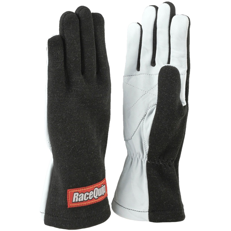 Racequip 350 Series Single Layer Nomex Basic Racing Gloves, Black (RQ350003RQP)