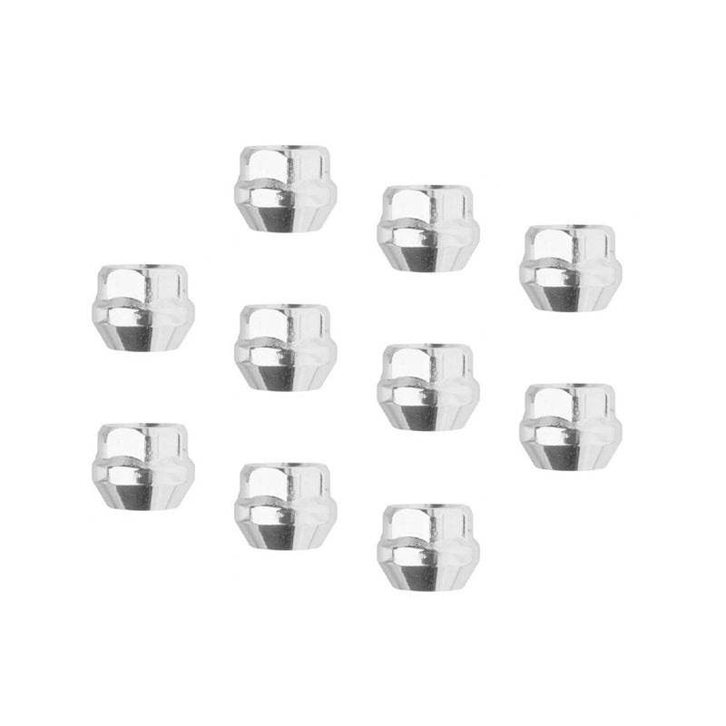 Wheel Lug Nut Kit Chrome, Acorn Open End Bulge Length, 0.87, 12 x 1.50, Set of 10