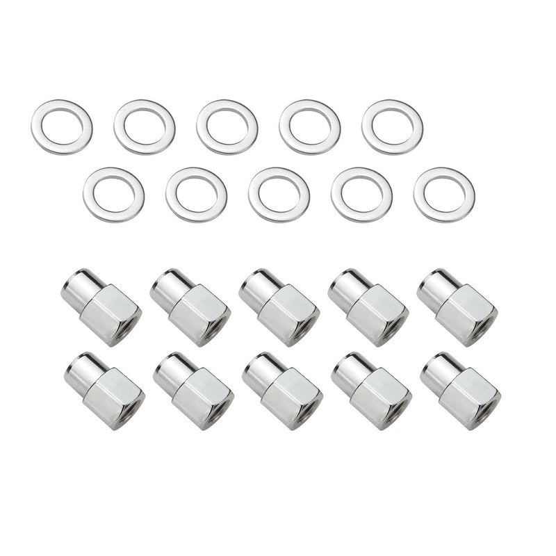 Wheel Lug Nut Kit,, Chrome Open End, Medium Mag, Length 1.38, 1/2′, 0.55 Shank, Set of 10